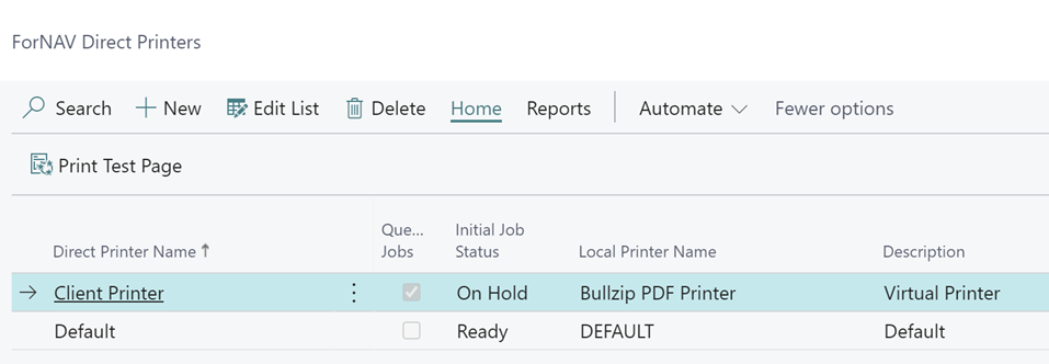 Direct printers on-hold