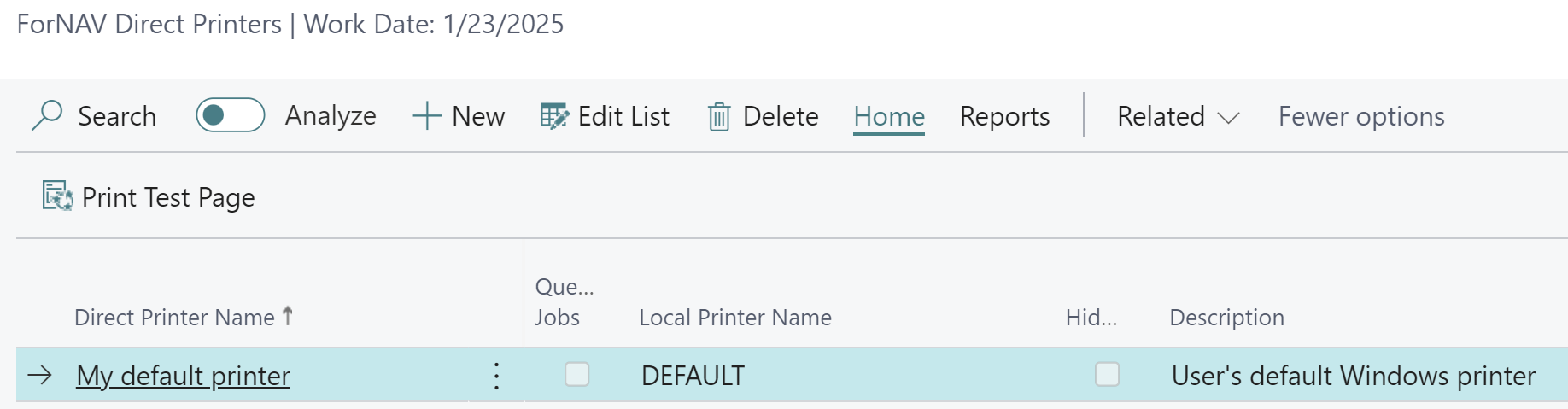 Direct printer for user's default printer