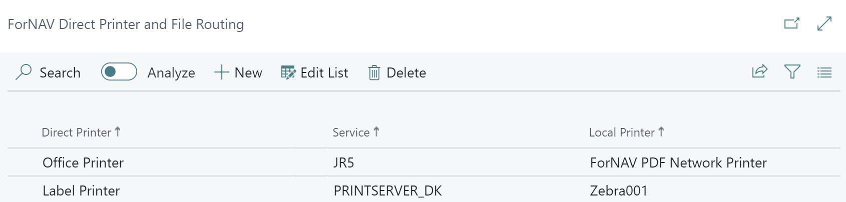 Printer routing page